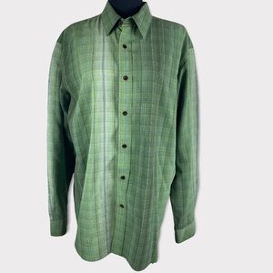 Mens Tommy Bahama 100% Silk Green Plaid Button-down Large